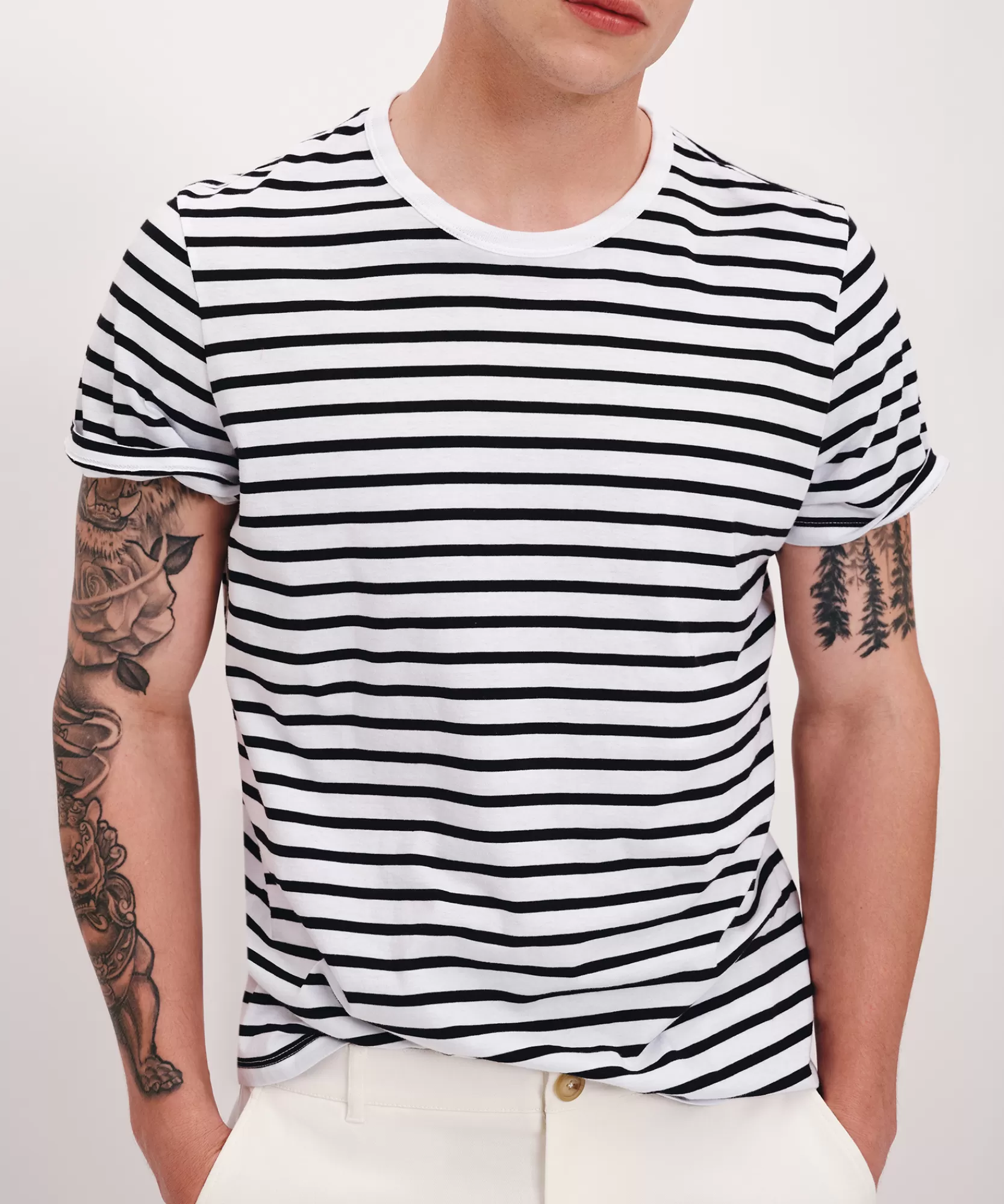 ATM Anthony Thomas Melillo T-Shirts | Classic Jersey Stripe Short Sleeve Crew Neck Tee -