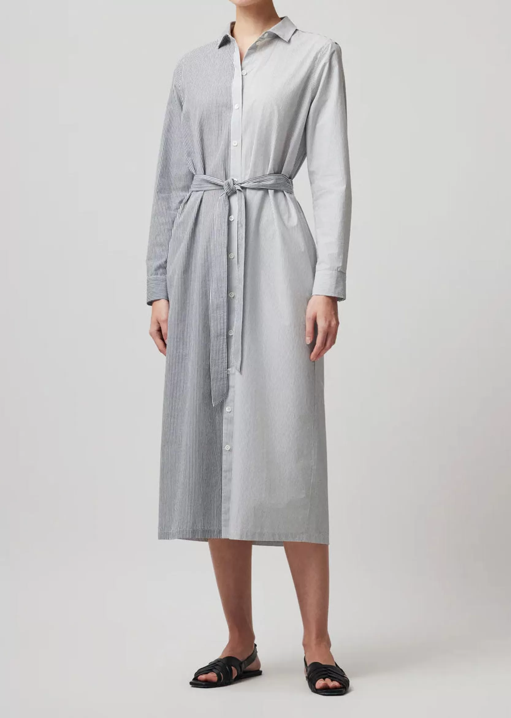 Women ATM Anthony Thomas Melillo Dresses | Mixed Stripe Shirting Belted Shirt Dress -