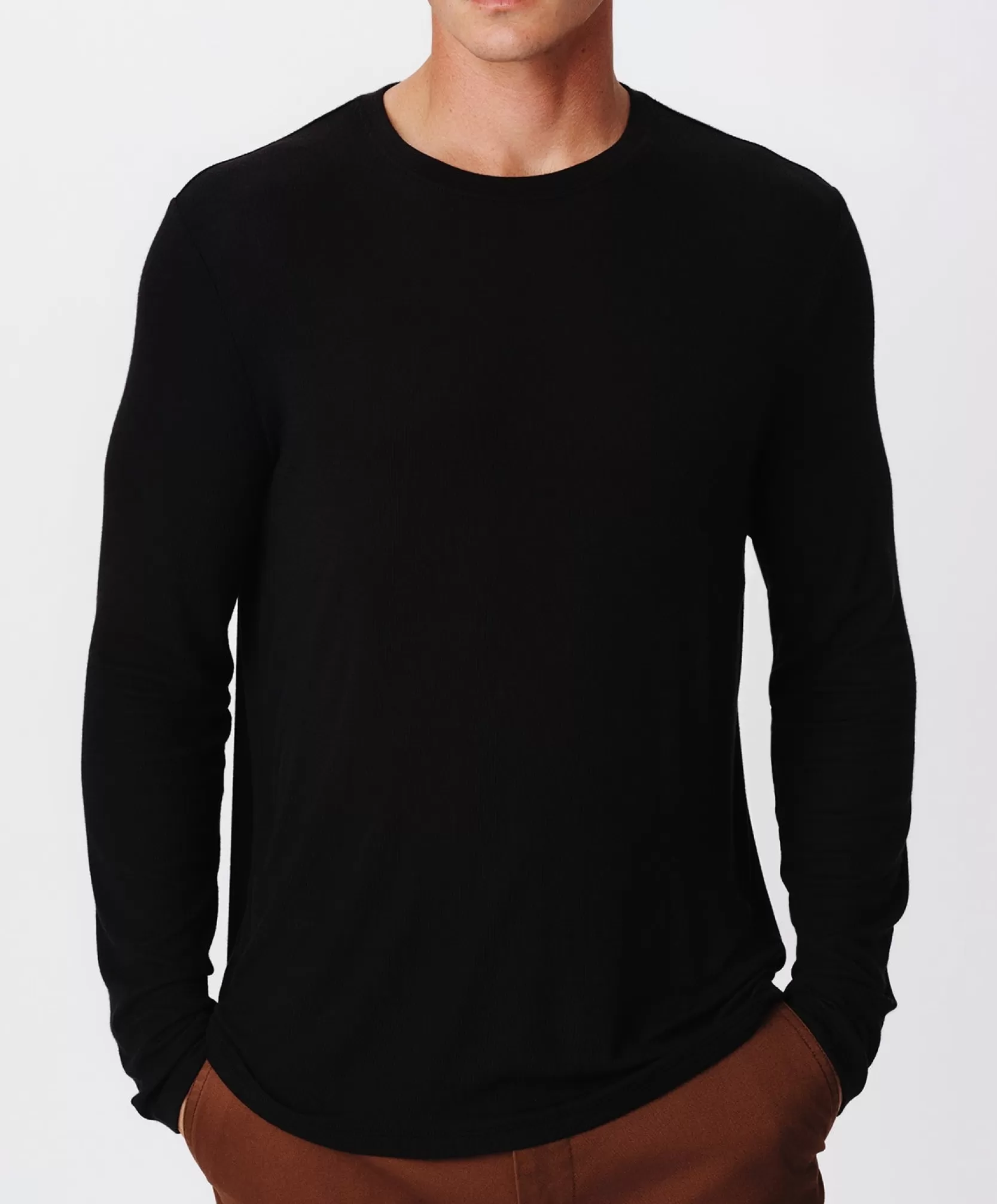 ATM Anthony Thomas Melillo T-Shirts | Modal Rib Oversized Long Sleeve Crew Neck Tee -