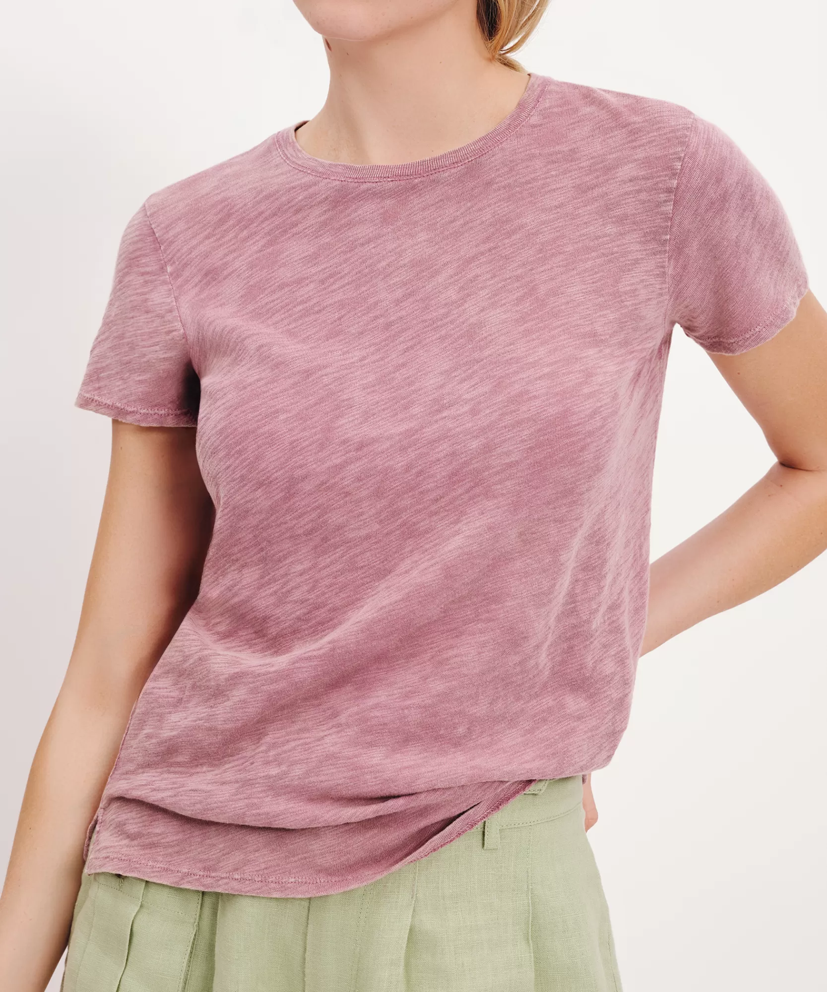 Women ATM Anthony Thomas Melillo Tops & Jersey Shirts | T-Shirts | Slub Jersey With Chroma Wash Schoolboy Short Sleeve Crew Neck Tee -