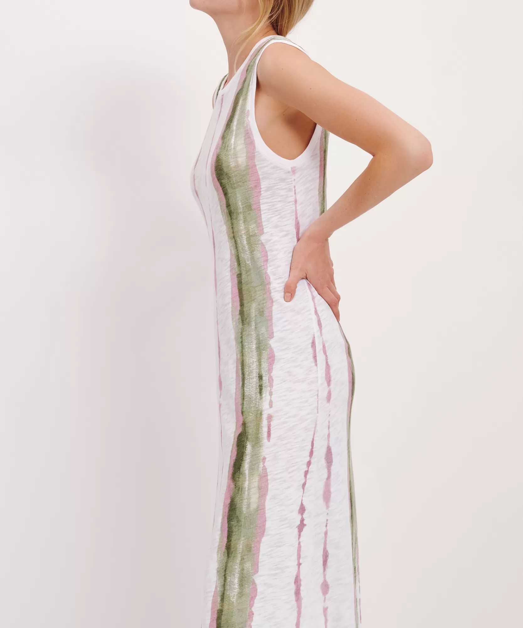 Women ATM Anthony Thomas Melillo Dresses | Slub Jersey With Paintstroke Sleeveless Maxi Dress -