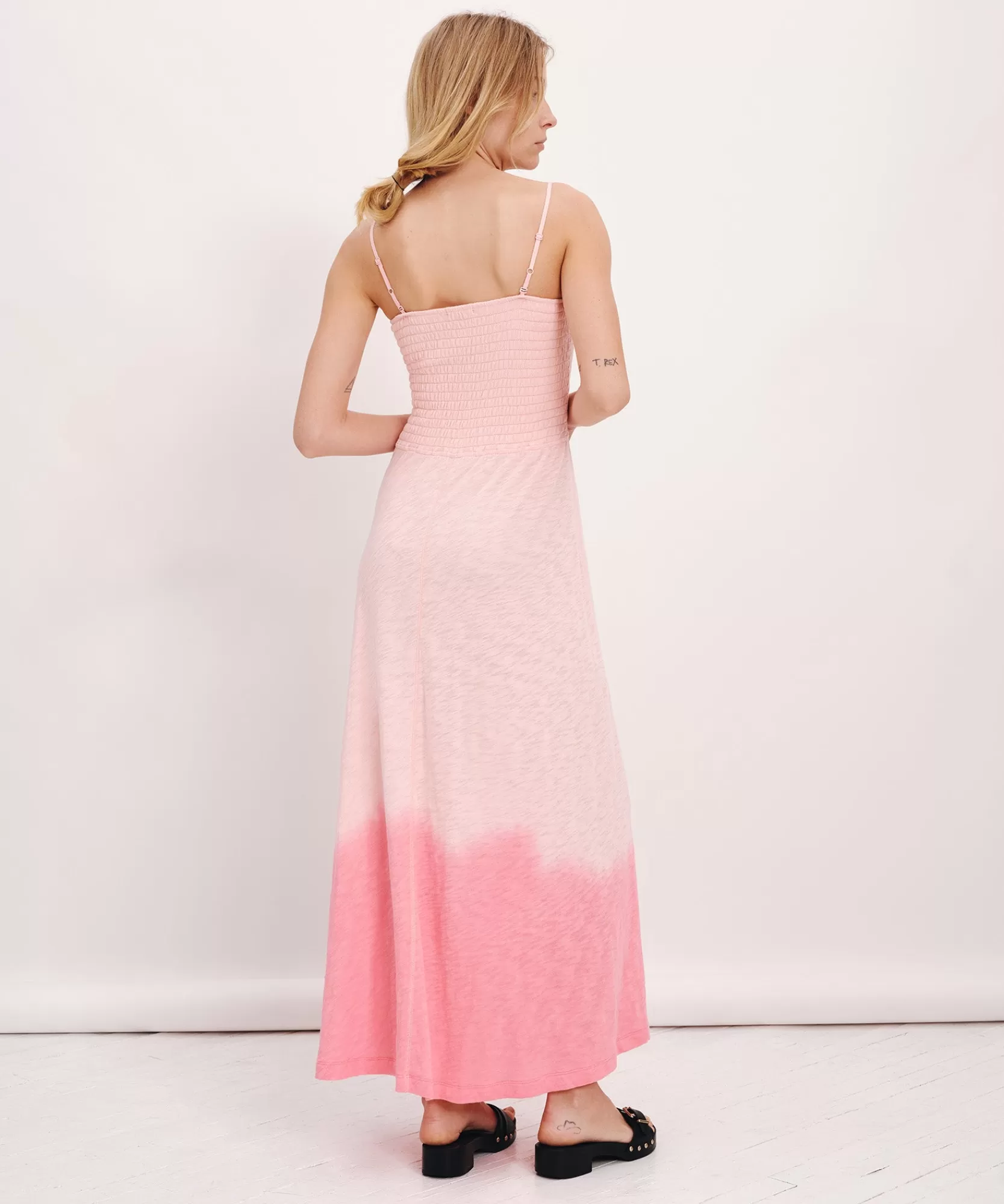Women ATM Anthony Thomas Melillo Dresses | Slub Jersey With Tonal Dip Smocked Dress -