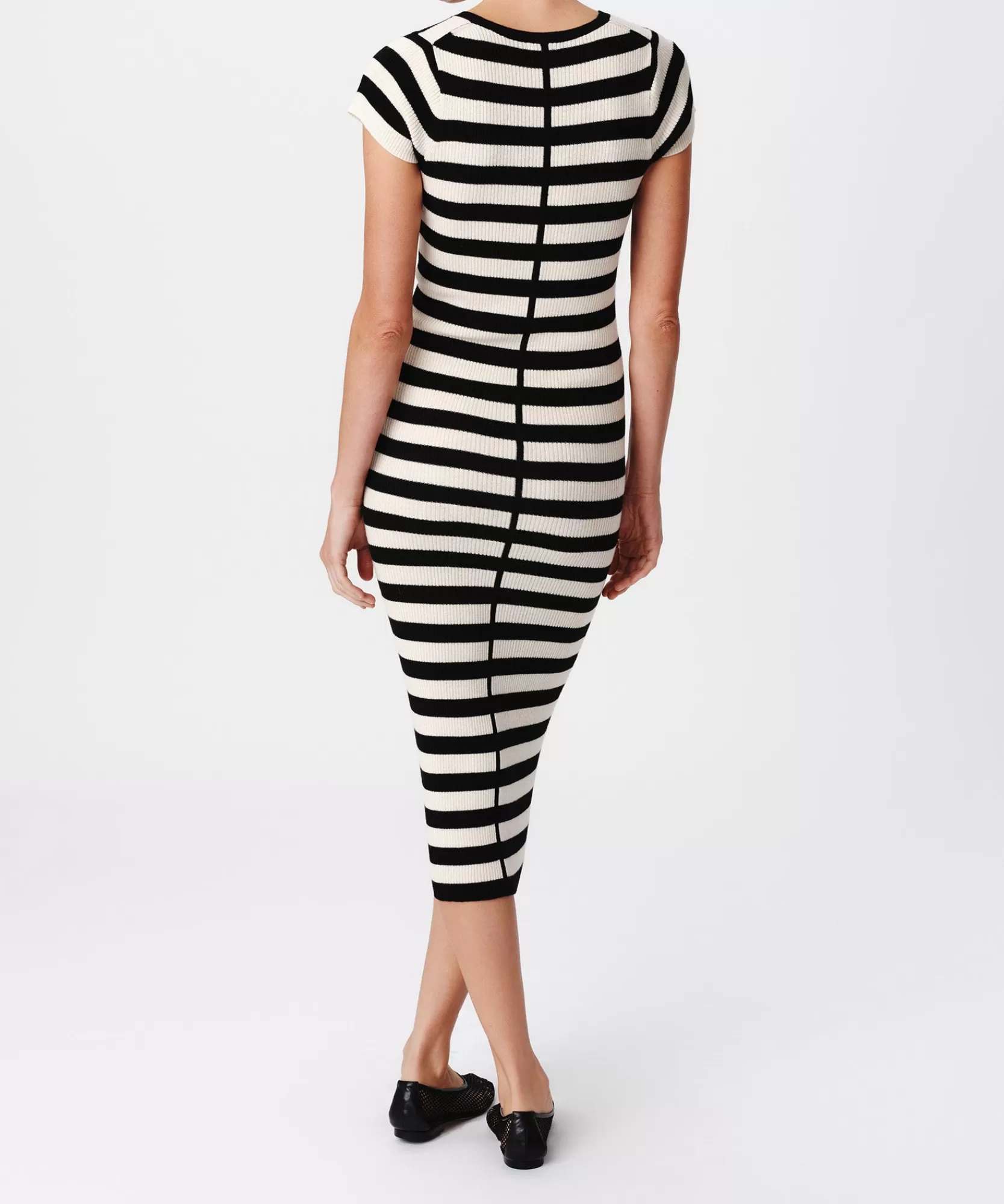 Women ATM Anthony Thomas Melillo Dresses | Wool Blend Striped Cap Sleeve Dress -
